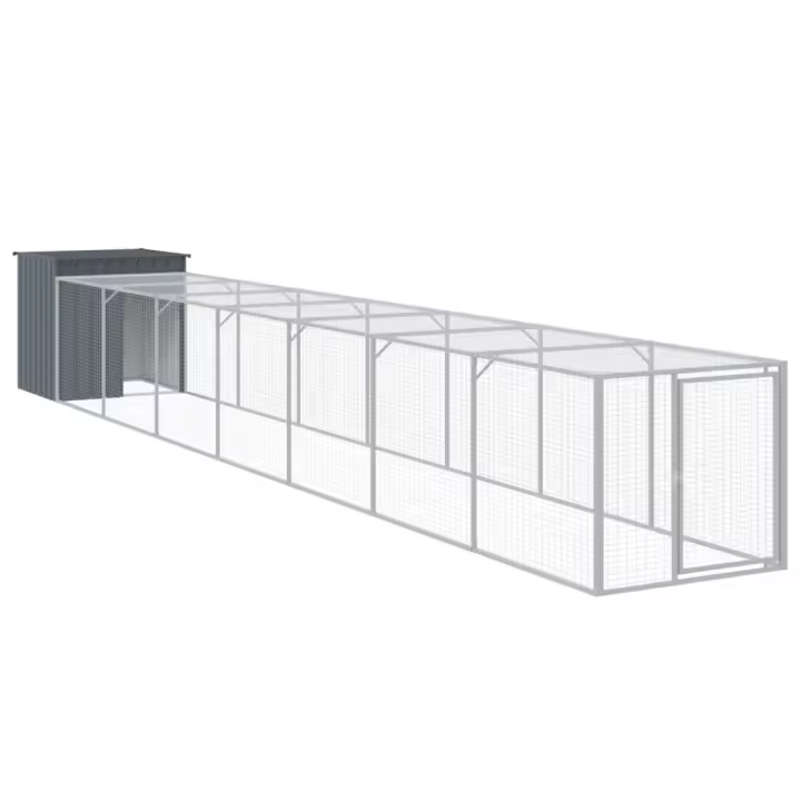 vidaXL Gallinero con Corral Jaula Caseta de Gallinas Acero Galvanizado Color Antracita,  Gris claro, y mas - 1
