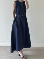 Vestido Largo Vintage De Algodón Y Lino Para Mujer REALEFT Sin Mangas Estilo Casual Suelto Con Cinturones Verano 2025 - details 25