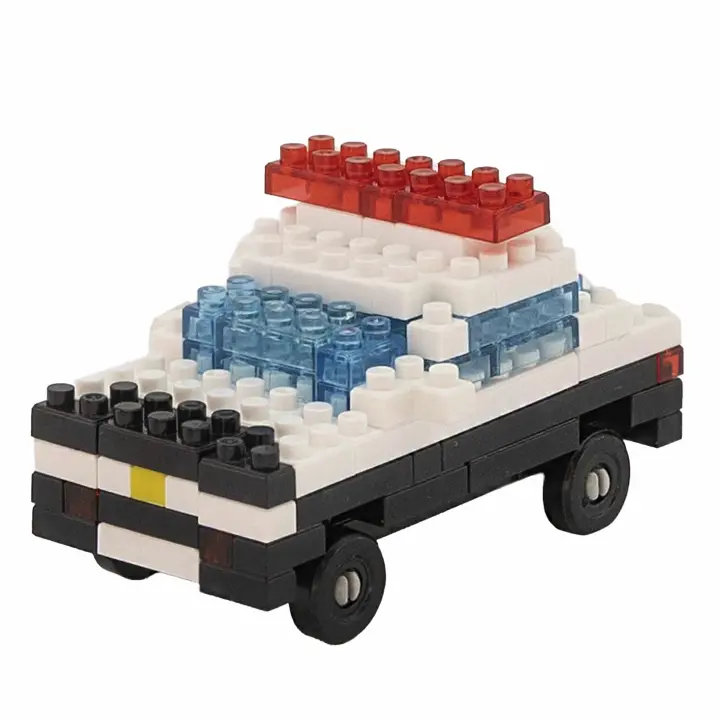 PLAYZOCO Bloques de construcción diseño Coche policia, Kit de construcción de vehiculo Policia, Set de Bloques Coche de la Policia, Juguetes de construcción, Juguetes Aprendizaje, A Partir de 8 años - 1