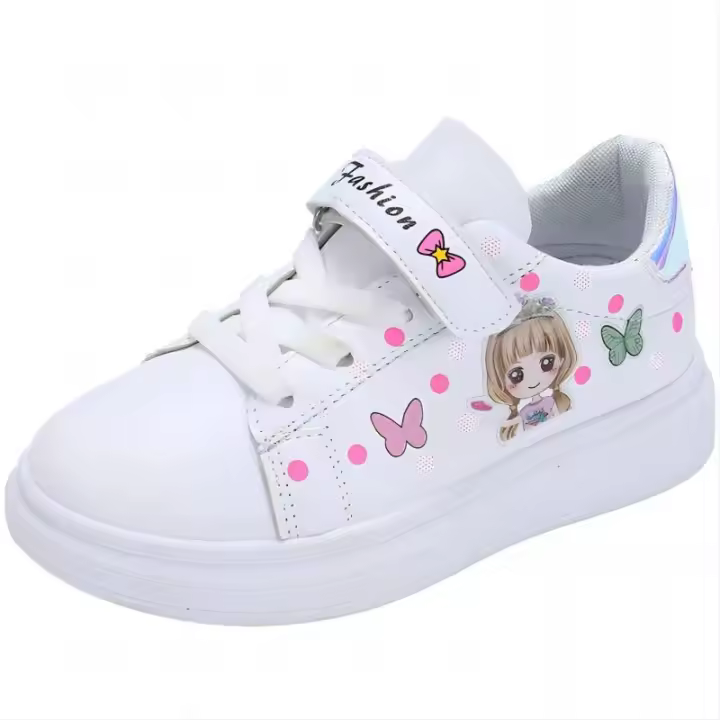 Zapatillas Para Niñas Cuero Sintético Transpirables Zapatos Casuales Para Todas Las Estaciones Zapatillas Blancas Pequeñas Para Niñas - 1