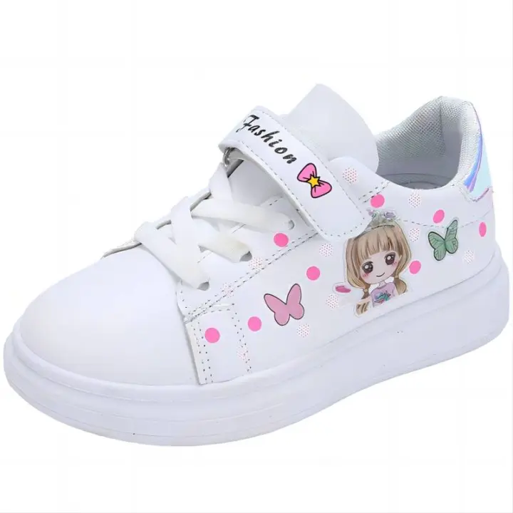 Zapatillas Para Niñas Cuero Sintético Transpirables Zapatos Casuales Para Todas Las Estaciones Zapatillas Blancas Pequeñas Para Niñas - 1