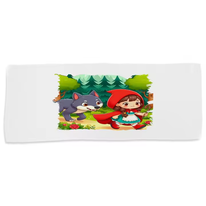 MERCHANDMANIA TOALLA MEDIANA GIMNASIO ABSORBENTE caperucita roja y el lobo cuento niños infantil suave con bolsita - 1