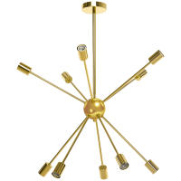 HOMCOM Lámpara Colgante Moderno Tipo de Araña Satélite Lámparas de Techo de Metal Casquillo E27 Máx. 25W para Salón Dormitorio Cocina 65x65x74 cm Dorado - details 0