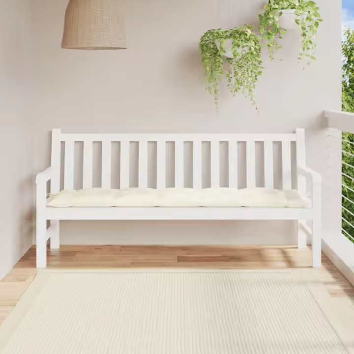 vidaXL Cojín de banco de jardín tela Oxford blanco crema 180x50x7 cm - 1