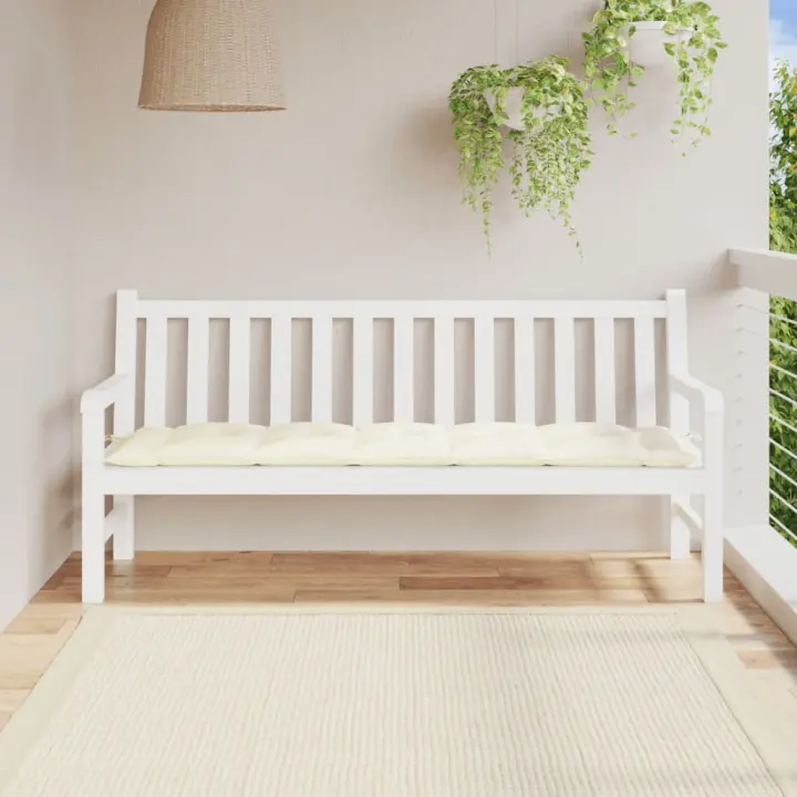 vidaXL Cojín de banco de jardín tela Oxford blanco crema 180x50x7 cm - 1