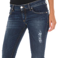 MET-Pantalon Tejano Largo efecto gastado y roto 10DB50219 para Mujer