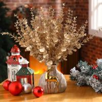 10pcs Hojas De Eucalipto Artificiales Doradas Para Decoración De Fiesta Boda Sala De Estar Hogar Adornos De Flor DIY Ramo De Flores - details 5