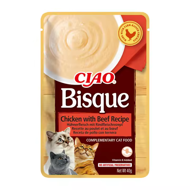 Inaba Churu Bisque - Snacks para Gatos Sobres con Puré (12 Sobres x 40gr) - 1