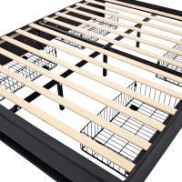 [Selección de Hogar🎁] Cama Tapizada 140x200 cm Negro - Patrón Lichi PU | Carga Eléctrica + USB, Iluminación LED Y 4 Cajones de Almacenamiento (Sin Colchón) - details 7