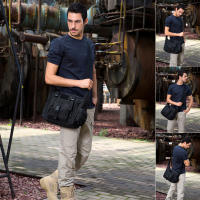 Bolsa De Hombro Para Portátil De 14 Pulgadas Para Hombres Bolsa Deportiva Táctica Unisex Con Sistema Molle Para Documentos A4 - details 0