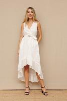 VESTIDO IBICENCO CINTA - Vestido Asimétrico Blanco, Calado, Algodón, Primavera Verano para Mujer - details 1