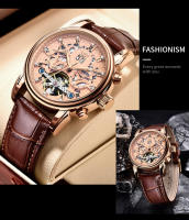 Reloj De Lujo LIGE Para Hombre Con Torbión Estilo Casual Y Deportivo Resistente Al Agua Mecánico Automático Cuero Correa Cronógrafo Calendario Semanal - details 12