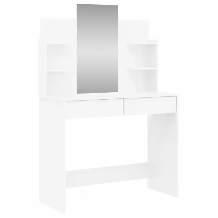Tocador con espejo blanco brillante 96x39x142 cm - 1