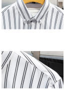 Camisa Hombre Verano 2024 Manga Larga Cuello En Pointe Estilo Slim Fit Rayada Negra Y Blanca Antideslizante No Hierro Resistente a Arrugas Para Negocios - details 6