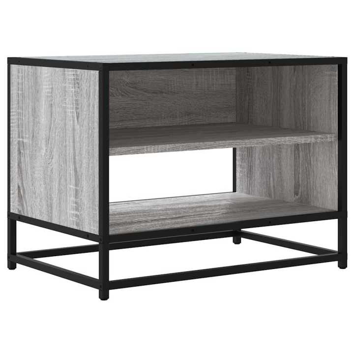vidaXL Mueble TV madera ingeniería y metal roble ahumado 61x40x46 cm