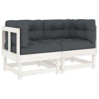 vidaXL Sofás esquineros con cojines 2 uds madera maciza de pino Pino natural, Pino blanco, Pino gris Conjunto Terraza Muebles Jardín Exterior Juego de Muebles de jardín Mueble Jardín Exterior Muebles de Salon Exterior - details 4