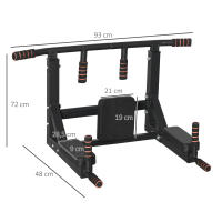 HOMCOM Barra de Dominadas de Pared con Almohadillas Barra de Pull Up de Acero Multifuncional para Fitness Entrenamiento en Casa Adultos Carga Máx. 120 kg 93x72x48 cm Negro - details 2