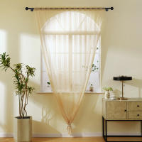 Cortina De Tules Boho Japonés Vintage Geométrica Transparente Beige Para Decoración De Sala De Estar Con Bolso De Tira - details 1