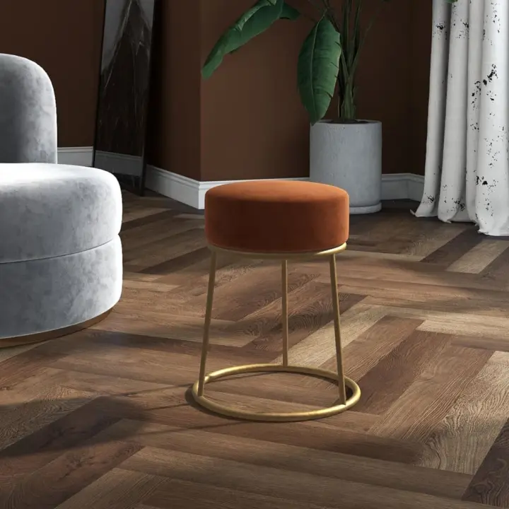 vidaXL Hocker redondo marrón terciopelo - 1