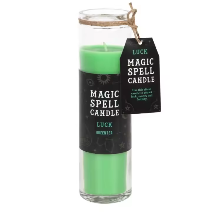 VELAS TUBO MÁGICA - MAGIC SPELL TUBE CANDLE - LUCK - SUERTE - VELA TUBO CRISTAL VERDE TE VERDE 21CM - SPIRIT OF EQUINOX - 1