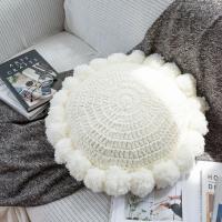Almohada redonda de punto de lana estilo otoño e invierno con monedas para el hogar, cojín para acampar en casa de familia - details 5