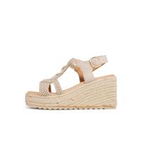 HLUNA - Sandalias de Cuña con Plataforma Beige Detalle de textil trenzado con Tira atada al pulsera - ht191 - details 4