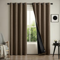 Cortinas De Blackout Total En Color Sólido Imitación Lino Para Decoración De Sala De Estar Y Dormitorio 1 Panel Moderno - details 8