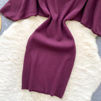 Nuevo Verano 2025 Vestido Corto De Mujer En Negro Con Manga Batwing Suave Y Elástico Estilo Bandage Casual Silueta Bodycon - details 9