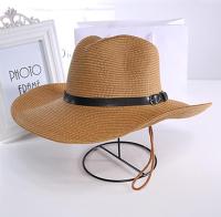 Sombrero de Panamá de paja unisex, Sombrero de Playa, Sombrero de Vaquero Occidental plegable, Sombrero de Cubo de paja de Ala Ancha con Correa ajustable para la Barbilla. - details 4