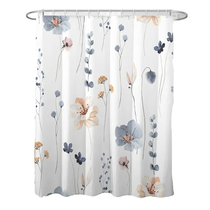 Eucalyptus Shower Curtain, Watercolor Leaves  Plant with Floral Bathroom Decoration Shower Curtain Sets 72x72 Inch with Hooks - 1