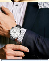 Reloj De Pulsera Para Hombre Automático Resistente Al Agua Con Luminiscencia Y Calendaría Reloj De Cuarzo Moda Casual Con Correa De Cuero Display Analógico-Digital - details 10