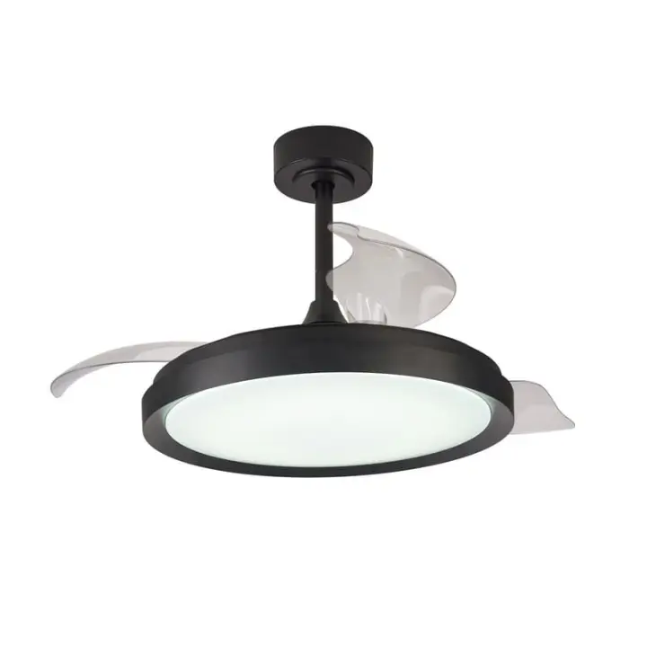 Ventilador de techo LED 50W con aspas plegables MISTRAL negro, 30W 2700K-5000K, 3200Lm de Mantra iluminación | LeonLeds - 1