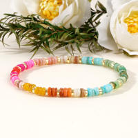 Pulsera De Bohemia Heishi Colección 2024 Diseño Exquisito Con Piedra Preciosa De Hierro Real Para Mujer Regalo De Amistad Curativo - details 1