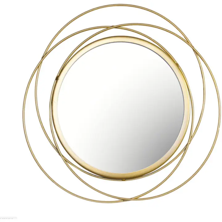 Espejo de pared de hierro con marco redondo, espejo de pared decorativo, espejo de pared para sala de estar, dormitorio, oficina, decoración del hogar - 1