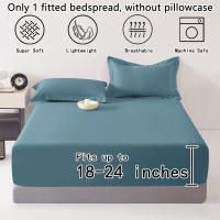 Sábana De Algodón 100% Ultra Profunda Para Cama Matрас De 45-60cm Color Azul Denim Mate Sábana Transpirable Y Suave Para Dormitorio - details 3