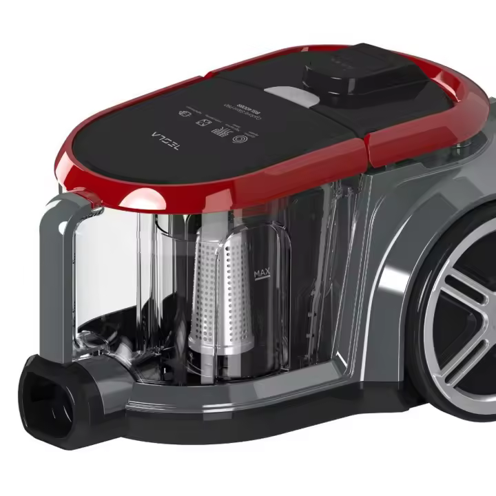 Tesla Aspirador de Trineo Sin Bolsa BGL400BR - 800W, Depósito 2.5L, Silencioso 72dB, Filtro HEPA, Indicadores LED Inteligentes, 2 Cepillos (Tapizados y Parquet), Radio de Trabajo de 8m, Color Rojo. - 1