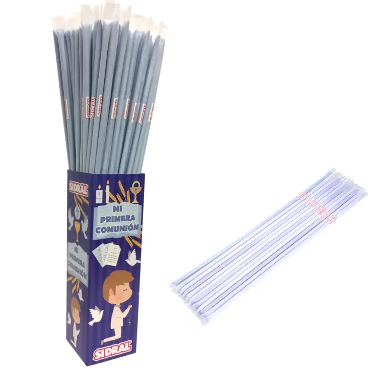 Cañas de SIDRAL Comunión 80 un. - Cañas de azúcar pica pica de Frambuesa, Cañas pica pica - Ideal para Fiestas (AZUL) - 1