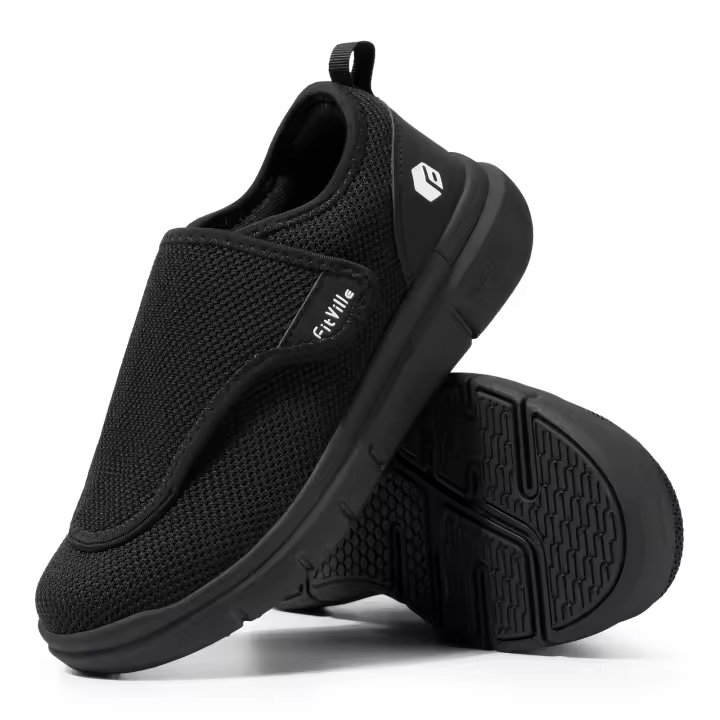 Zapatos De Caminar Para Hombres FitVille Extra Anchos Para Diabéticos Con Pies Hinchados Ajustables Alivio Del Dolor De Pies Para Ancianos Material Superior Transpirable Y Absorbente De Sudor - 1