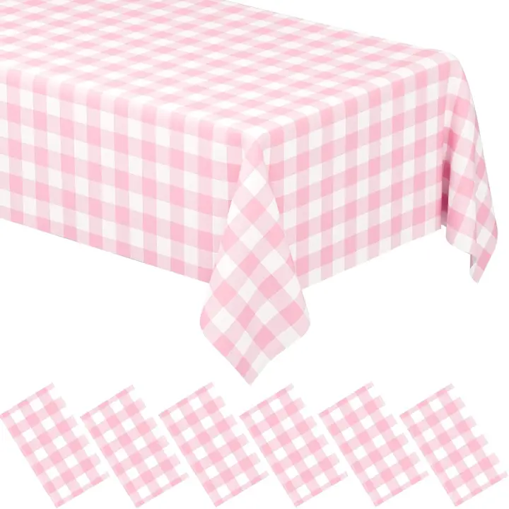 4 Pack Race Car Table Cloth and Black White Gingham Tablecloths Disposable Plastic Buffalo Check Tablecloth Checkered Flag Covers for Birthday, Outdoor Picnic, Birthday, Camping 54 × 108 Inch - 1