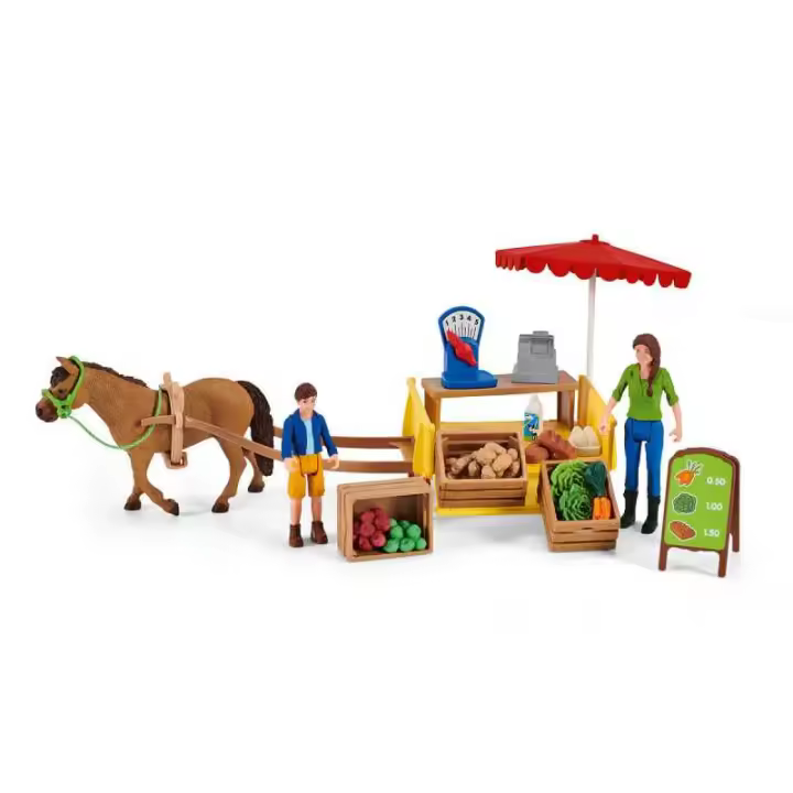 Schleich Tenderete Móvil Granja Educativo - Incluye Caballo y Accesorios - 1