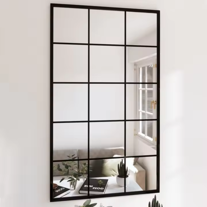 vidaXL Espejos de pared 6 uds metal negro 100x60 cm - 1