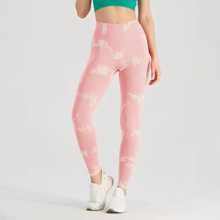 Pantalones De Yoga Para Mujer De Cintura Alta Control De Abdomen Push up Leggings De Talla Grande Talla Pequeña Talla Media Sin Costuras Tie Dye Bleach Fitness Gimnasio Deportes Pantalones - 1