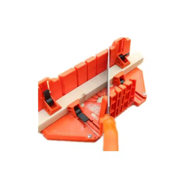 Caja de ingletes de plástico, caja de corte de ingletes con compartimento para sierra Herramienta de corte de caja de sierra ingletadora para ángulo de corte 0° 22,5° 45° 90° Diseñado para trabajos arquitectónicos - 1