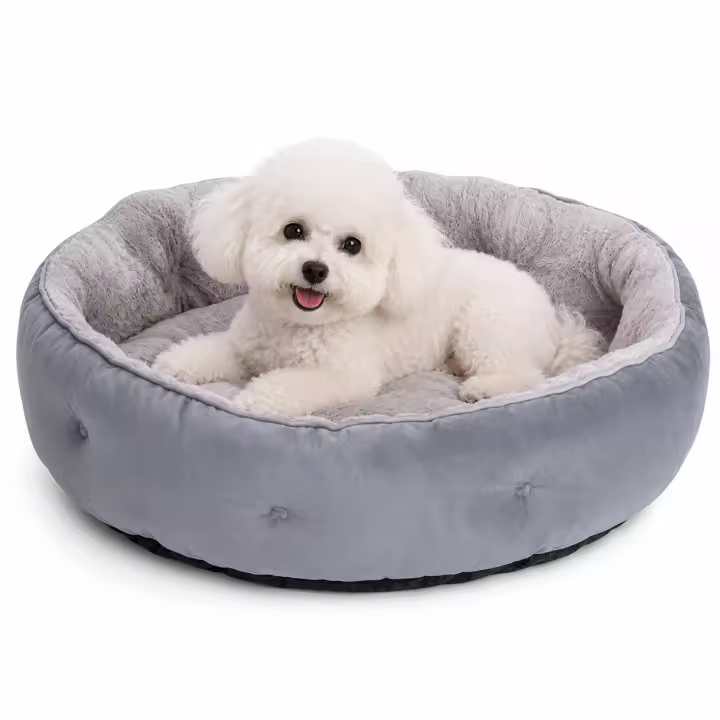 PAWDLE Cama Redondo para Perros, Cama para Mascotas con Bordes Elevados Alta Calidad Premium, Suave Gris, Lavable y Transpirable, Tres Tamaños 60/70/80 x 18 cm, Super Cómoda, Esponjosa para Dormir los Perros Grandes, Medianos y Pequeños - 1