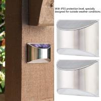 PORCHEDDU Paquete de 4 Luces Solares de pared para Exterior, impermeable, para Terraza, Valla, Escalera, Jardín, patio, barandilla, LED Blanco Cálido - details 4