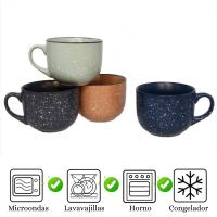 Set de 4 Tazones de Cerámica 500 ml - Diseño Moderno con Acabado en Colores Elegantes - para Café, Desayuno, Té, Sopas o Cereales - Resistentes y Apta para Microondas y Lavavajillas - No Pierden Color - details 1
