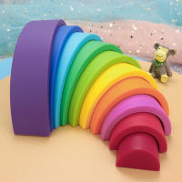 Juego De Bloques De Construcción Para Bebés 10Pcs/set En Forma De Arcoíris De Silicona BPA Libre Juguetes Educativos Montessori Para Masticar Y Aprender - details 10