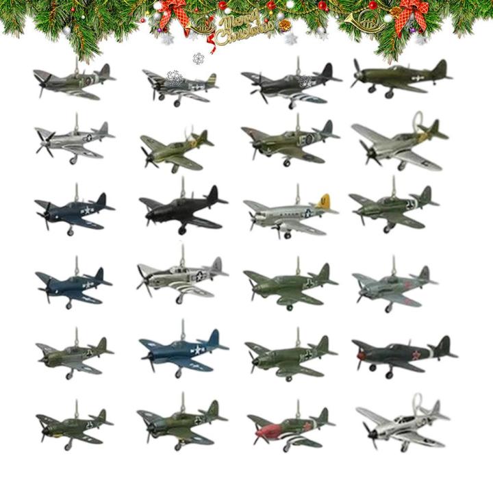 Calendario De Adviento De Aviones De Guerra | 24 Miniaturas De Cazas De La Segunda Guerra Mundial | Decoración 2D Colgable Para Árbol De Navidad | Regalo Para Coleccionistas Y Aficionados