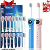 Cepillo De Dientes Eléctrico Para Niños Con Sonido Y Cabeza De Repuesto USB Recargable Automático Suave Impermeable Dibujos Animados Coloridos - details 0