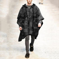 2025 nueva moda hombres top capa tendencia hombres capa chal capa abrigo tweed chaqueta - details 10